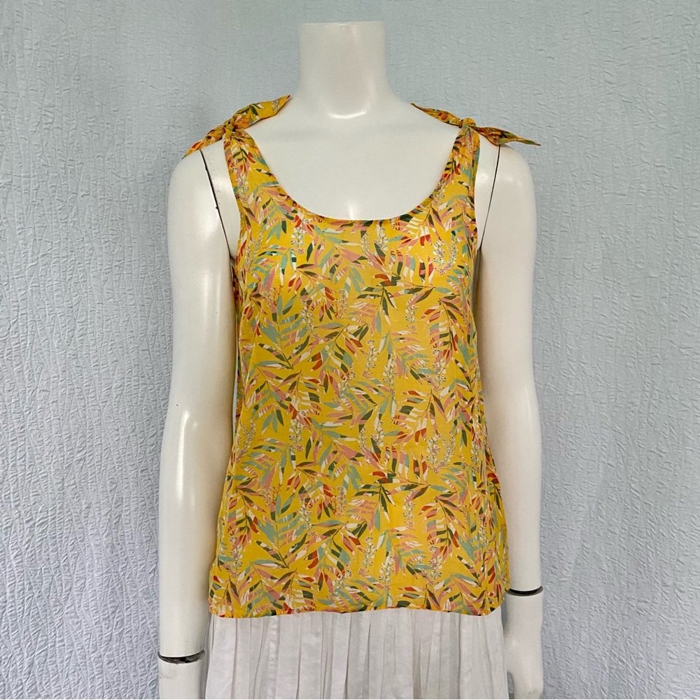 Sezane Yellow Floral Tie-Shoulder Camisole - Picture 3 of 13